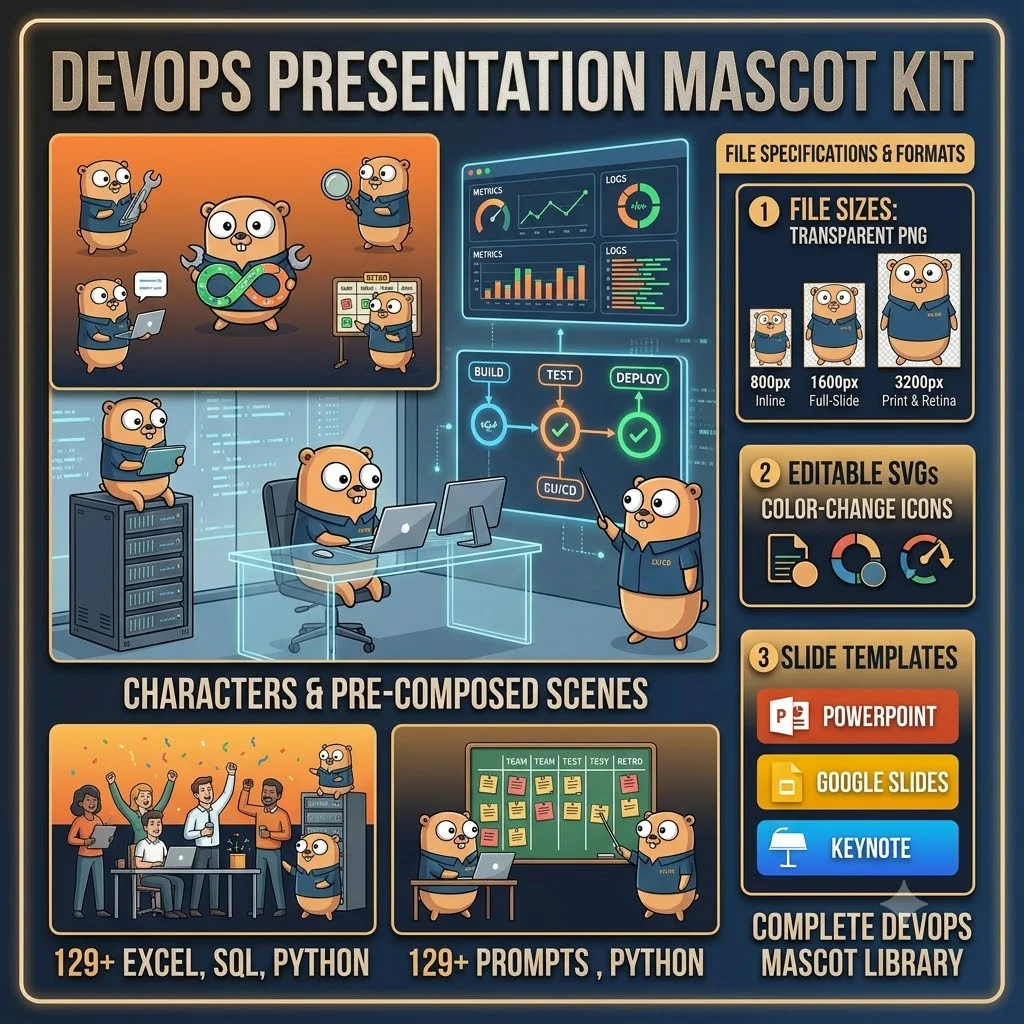 DevOps Presentation Mascot Kit — Design Assets