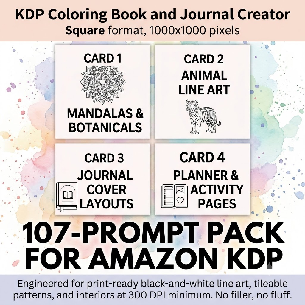KDP Coloring Book and Journal Creator — AI Prompt Packs